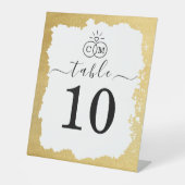 Modern Trendy Goud Lijst Trouwtafel Nummer Reclamebord Met Voetstuk (Voorkant)