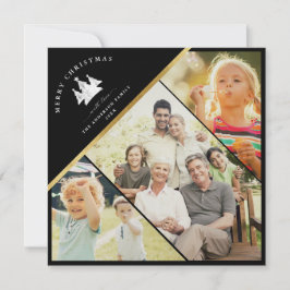 Modern Trendy Goud VROLIJK KERSTMIS Foto Zwart Feestdagenkaart