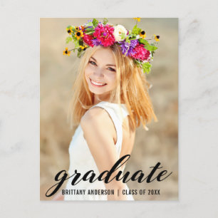 Modern Trendy Graduation Party Photo Invite B Uitnodiging Briefkaart
