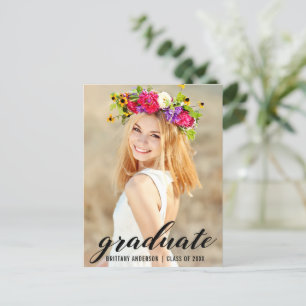 Modern Trendy Graduation Party Photo Invite Uitnodiging Briefkaart