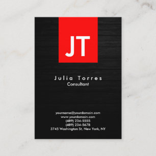 Modern Trendy Gray Wood Monogram Visitekaartje