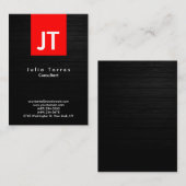 Modern Trendy Gray Wood Monogram Visitekaartje (Voorkant / Achterkant)