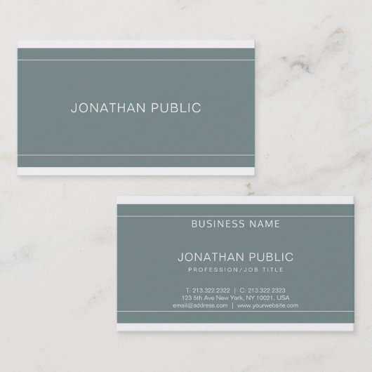 Modern Trendy Green Minimalist Design Luxury Plain Visitekaartje (Voorkant / Achterkant)