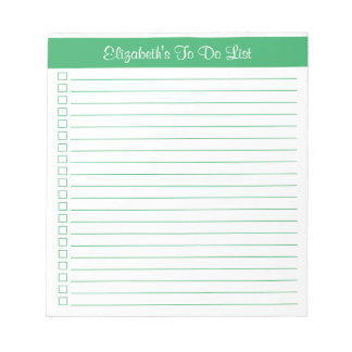 Modern Trendy Green One Column Checklist Notitieblok