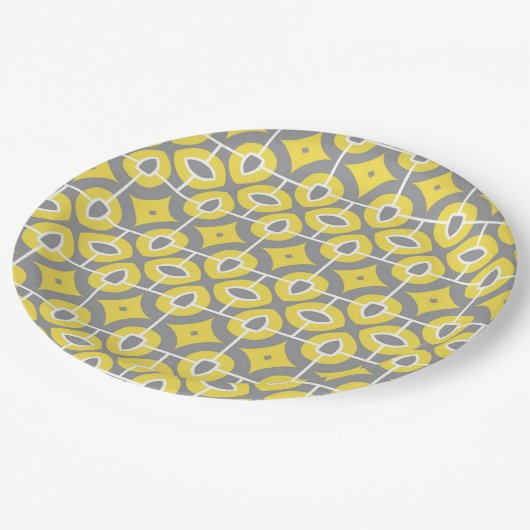 Modern Trendy Grey and White Mosaic Pattern Papieren Bordje (Gekanteld)