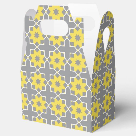 Modern Trendy Grey and Yellow Flowers Bedankdoosjes (Geopend)