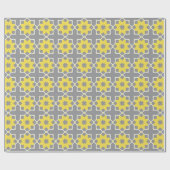 Modern Trendy Grey and Yellow Flowers Cadeaupapier (Vlak)