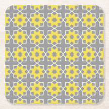 Modern Trendy Grey and Yellow Flowers