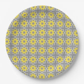 Modern Trendy Grey and Yellow Flowers Papieren Bordje (Voorkant)