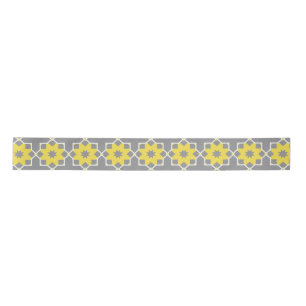 Modern Trendy Grey and Yellow Flowers Satijnen Lint