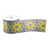 Modern Trendy Grey and Yellow Flowers Satijnen Lint (Spoel)