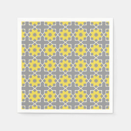 Modern Trendy Grey and Yellow Flowers Servet