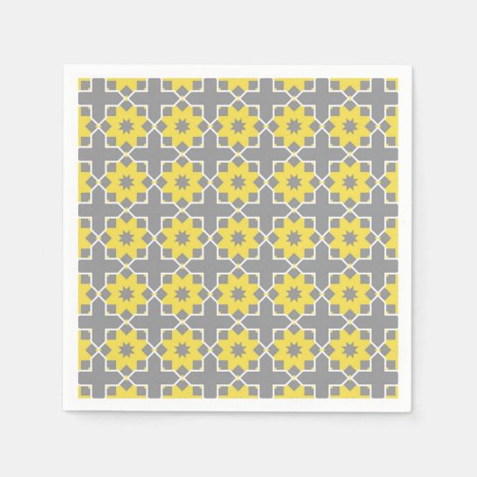 Modern Trendy Grey and Yellow Flowers Servet (Voorkant)