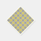 Modern Trendy Grey and Yellow Flowers Servet (Hoek)