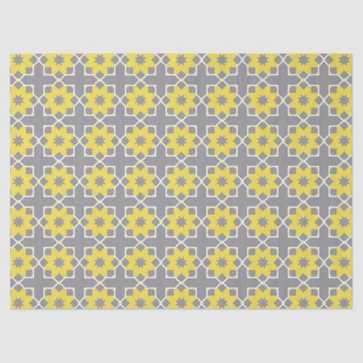 Modern Trendy Grey and Yellow Flowers Tissuepapier (Voorkant)