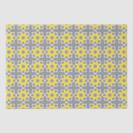 Modern Trendy Grey and Yellow Flowers Tissuepapier