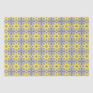 Modern Trendy Grey and Yellow Flowers Tissuepapier