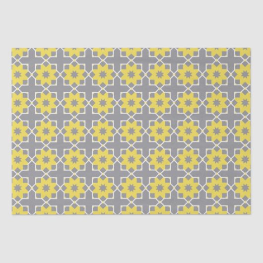 Modern Trendy Grey and Yellow Flowers Tissuepapier (Voorkant)