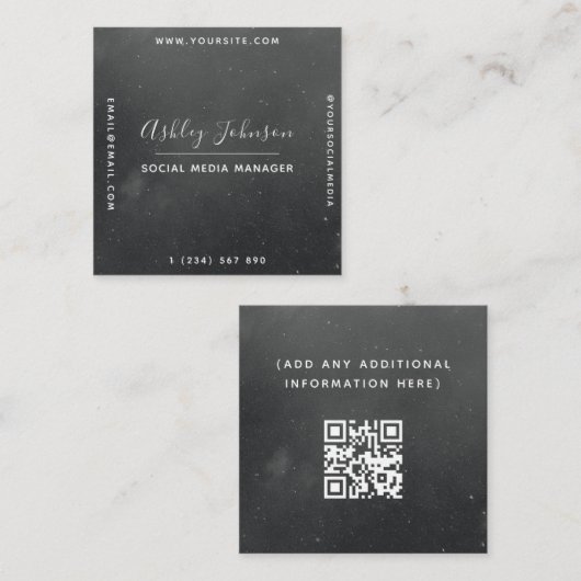 Modern & Trendy Grey Night Sky Cosmic Space Galaxy Vierkante Visitekaartje (Voorkant / Achterkant)