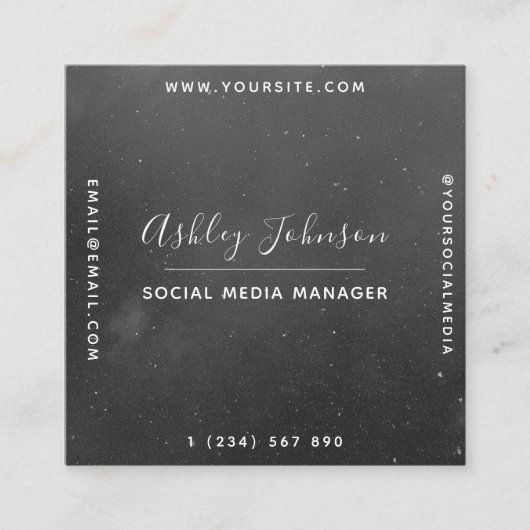 Modern & Trendy Grey Night Sky Cosmic Space Galaxy Vierkante Visitekaartje (Voorkant)