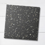 Modern Trendy grijs Terrazzo Patroon Tegeltje<br><div class="desc">Deze keramische tegel heeft een terrazzopatroon met kleine vlekjes in aardse tinten op een donkergrijze achtergrond. Pas het aan met uw eigen kleurenschema door op Ontwerp bewerken te klikken.</div>