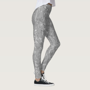 Modern trendy grijs wildflower patroon leggings