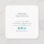 Modern Trendy Haar en Make-up Artiest Blauw Vierkante Visitekaartje (Achterkant)