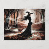 Modern Trendy Halloween Witch in Forest            Briefkaart (Voorkant)
