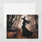 Modern Trendy Halloween Witch in Forest            Briefkaart (Voorkant / Achterkant)