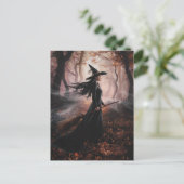 Modern Trendy Halloween Witch in Forest            Briefkaart (Staand voorkant)