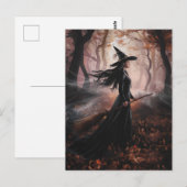 Modern Trendy Halloween Witch in Forest            Briefkaart (Voorkant / Achterkant)