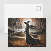 Modern Trendy Halloween Witch in Forest            Briefkaart (Voorkant / Achterkant)