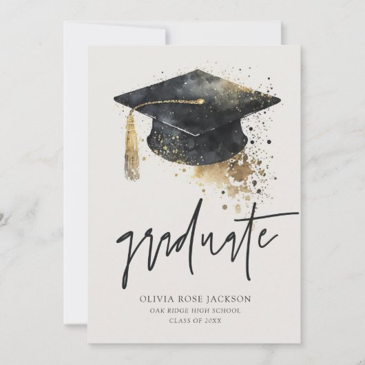 Modern Trendy Handgeschreven Afstuderen Aankondiging (Voorkant)