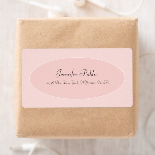 Modern trendy handschrift script Blush Pink White Etiket (Insitu)