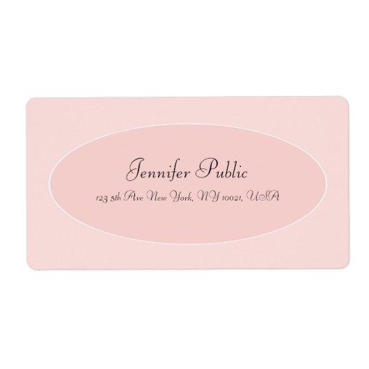 Modern trendy handschrift script Blush Pink White Etiket (Voorkant)