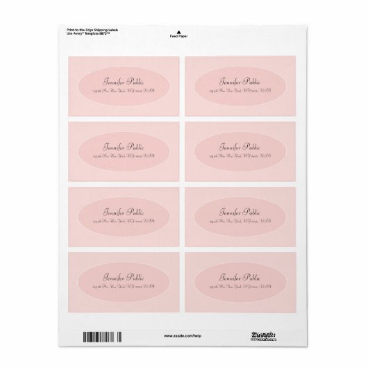 Modern trendy handschrift script Blush Pink White Etiket (Full Sheet)