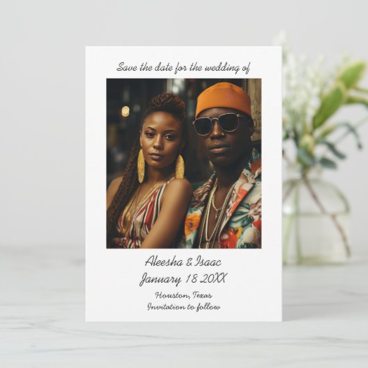 Modern Trendy Handwritten Typography One Photo Save The Date (Staand voorkant)