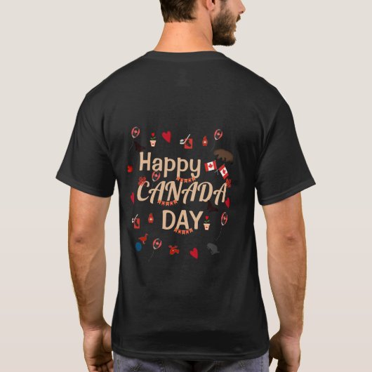 Modern Trendy Happy Canada Day T-shirt (Achterkant)