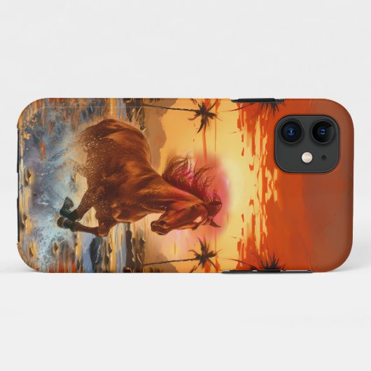 MODERN TRENDY HARDLOOPPAARD IN SUNSET LAKE Case-Mate iPhone CASE (Achterkant (horizontaal))
