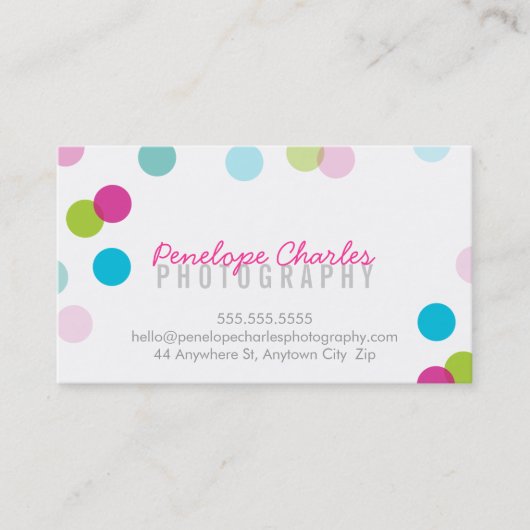 MODERN trendy helder vet leuk kleurrijk confetti Visitekaartje (Voorkant)