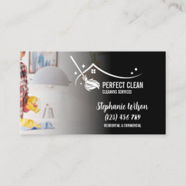 Modern Trendy House Cleaning Maid Janitorial Busin Visitekaartje