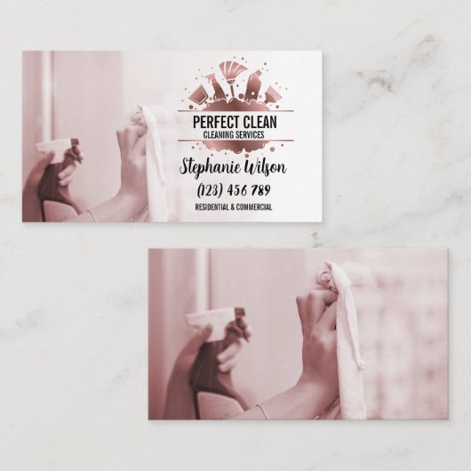 Modern Trendy House Cleaning Maid Janitorial Busin Visitekaartje (Voorkant / Achterkant)