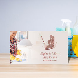 Modern Trendy House Cleaning Maid Janitorial Busin Visitekaartje
