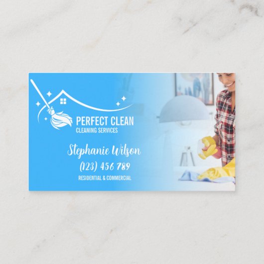 Modern Trendy House Cleaning Maid Janitorial Busin Visitekaartje (Achterkant)