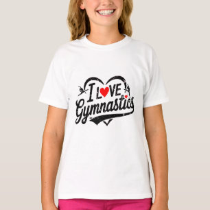 Modern Trendy Ik hou van gymnastiek T-shirt