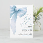 Modern trendy is een Boy Blue Bow Baby shower Kaart (Staand voorkant)
