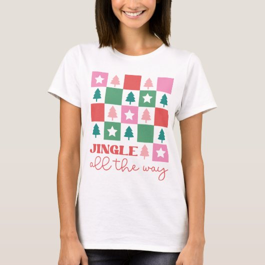Modern Trendy Jingle All the Way Women's Christmas T-shirt (Voorkant)