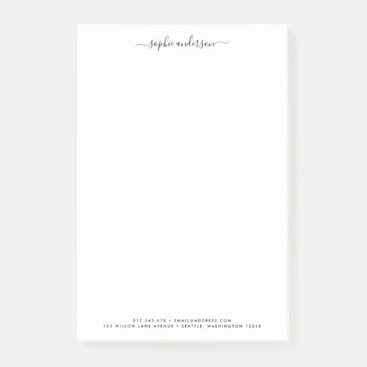 Modern trendy kalligrafie script op maat post-it® notes (Voorkant)