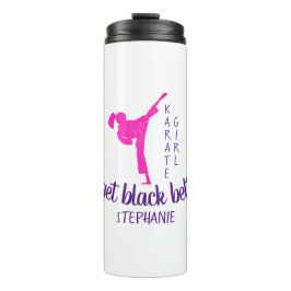 Modern Trendy Karate Silhouette Girly Pink Martial Thermosbeker