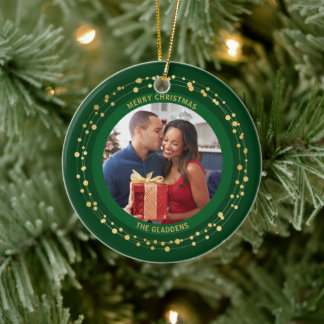 Modern Trendy Kerst Donker Goud Accent Paar Keramisch Ornament